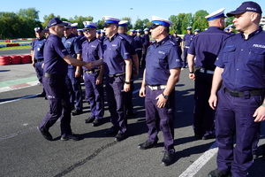 policjanci biorą udział w wojewódzkich eliminacjach do konkursu „Policjant Ruchu Drogowego 2024”