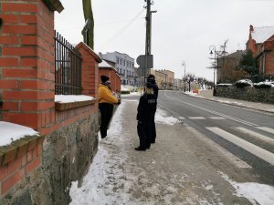 policjanci z kwestującą wolontariuszką