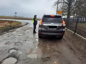 policjant kontroluje auto