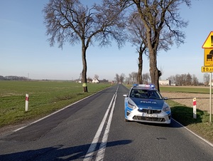 Praca policjantów podczas wypadku w Głogowincu