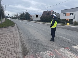 policjant zatrzymuje auto do kontroli